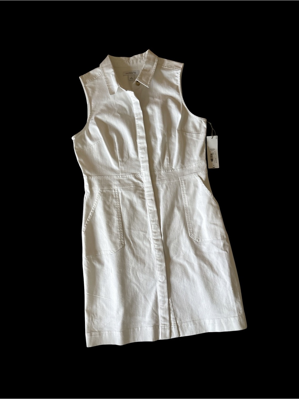 Liz Claiborne White Sleeveless Shirt Dress